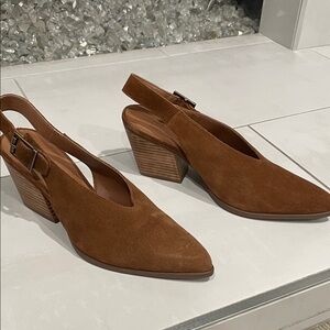 Seychelles Tan Suede Slingback Heels